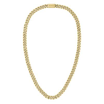 Gold Steel Curb Chain Necklace, 61 cm - 1580402 - Boss