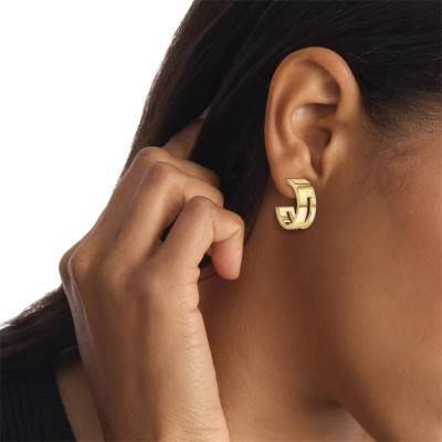 Geometric Essentials Gold-Tone Steel Hoop Earrings, Diameter 20 mm - 35000676 - Calvin Klein
