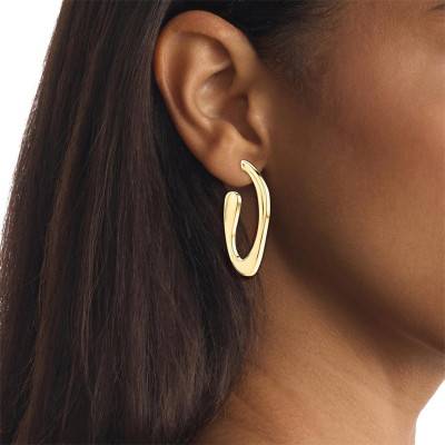 Gold-Tone Steel & White Crystal Hoop Earrings Harmonious Connection - 35000688 - Calvin Klein