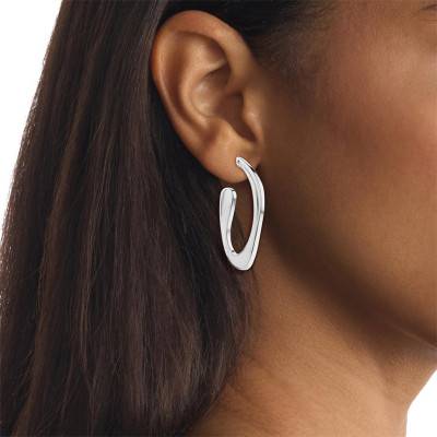 Harmonious Connection Steel & White Crystal Hoop Earrings - 35000689 - Calvin Klein