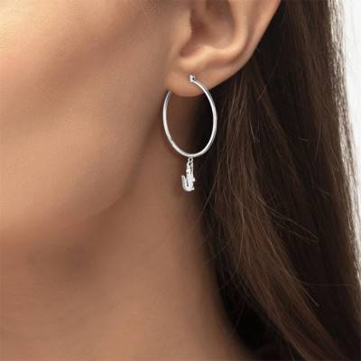 Crocodile Steel Hoop Earrings, Diameter 34 mm - 2040375 - Lacoste