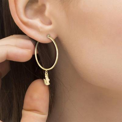 Crocodile Gold-Tone Steel Hoop Earrings, Diameter 34 mm - 2040376 - Lacoste