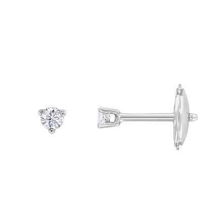Puces d'oreilles Diamants Shine 3 Griffes HSI & Or Blanc 750 - Divine
