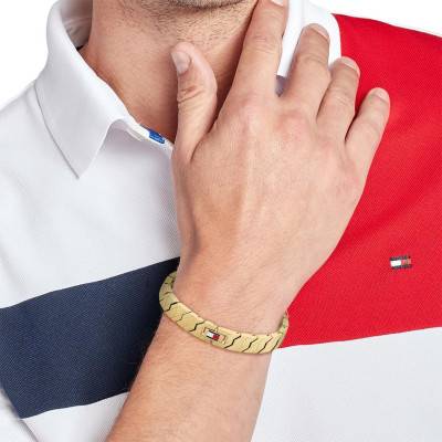 Lars Textured Gold-Tone Steel Bracelet, Length 19 cm - 2790620 - Tommy Hilfiger