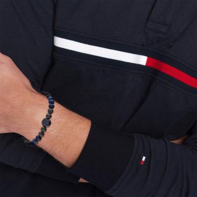 Two-Tone Steel & Lapis Lazuli TH85 Carbon Bracelet, Adjustable Length 19 cm - 2790626 - Tommy Hilfiger