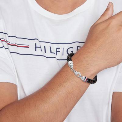 Tyson Two-Tone Steel & Leather Bracelet, Length 19 cm - 2790632 - Tommy Hilfiger