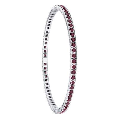 Bracelet Riviere en Or Blanc 750 & Rubis, Longueurs 16, 18 et 20 cm - Divine