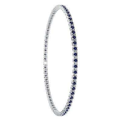 Bracelet Riviere en Or Blanc 750 & Saphirs Bleus, Longueurs 16, 18 et 20 cm - Divine
