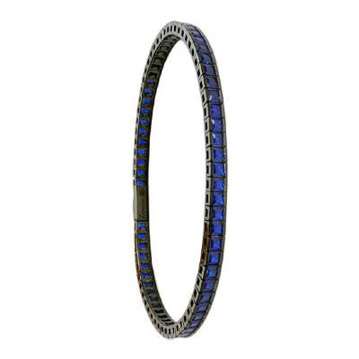 Bracelet Tennis Insignia en Argent avec Zircons Cubiques Bleus, Longueur 18 cm à 20 cm - ESB127 - Zancan