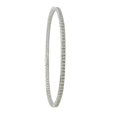 White Cubic Zirconia 925 Silver Tennis Insignia Bracelet, Length 18 cm to 20 cm - ESB130 - Zancan