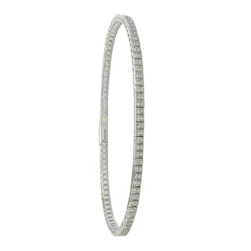 White Cubic Zirconia 925 Silver Tennis Insignia Bracelet, Length 18 cm to 20 cm - ESB130 - Zancan