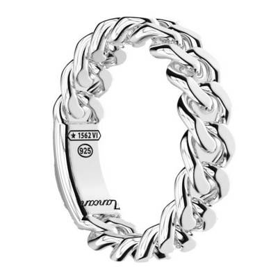 925 Sterling Silver Curb Chain Cubana Ring - EXA219-B - Zancan