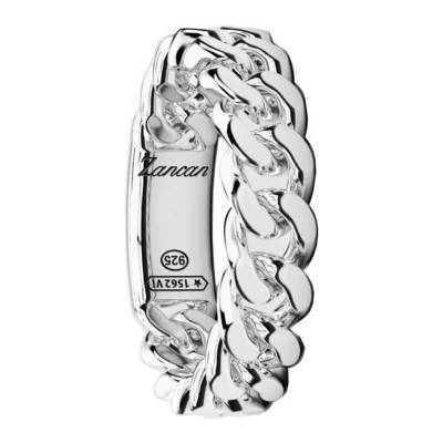 925 Sterling Silver Curb Chain Cubana Ring - EXA219-B - Zancan