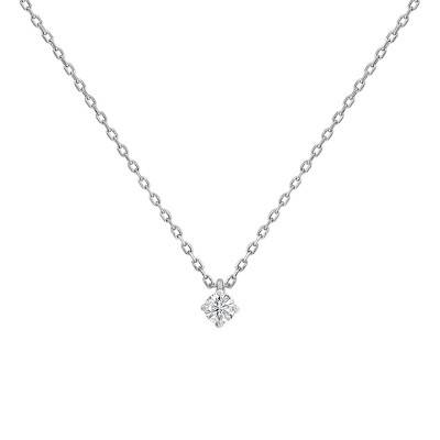 750 White Gold & HSI 4-Prong Solitaire Diamond Necklace, Length 38 cm to 40 cm - Divine