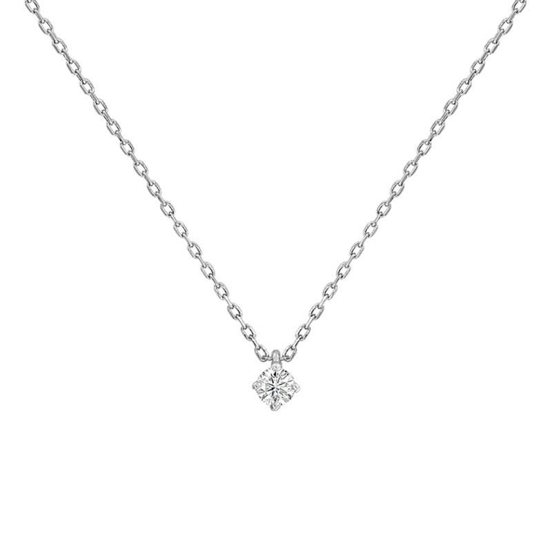 750 White Gold & HSI 4-Prong Solitaire Diamond Necklace, Length 38 cm to 40 cm - Divine