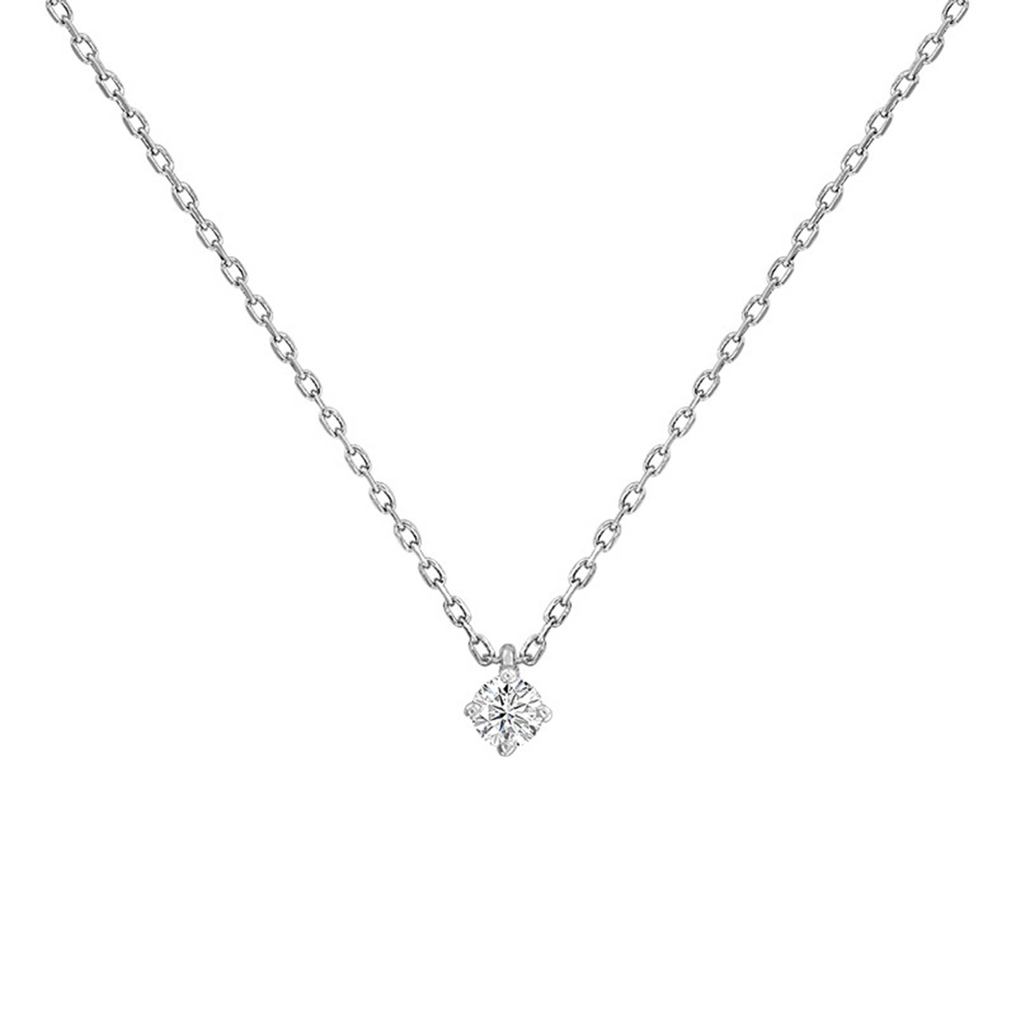 Collier diamant solitaire griffes HSI or blanc Divine Ocarat