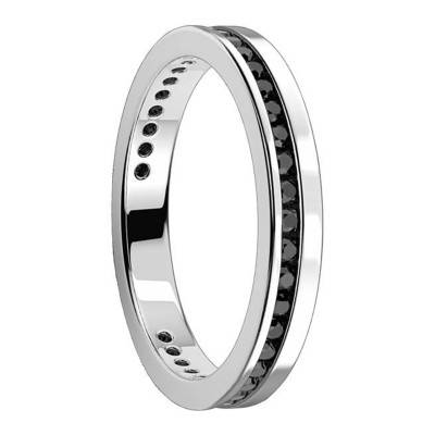 Bague Insignia Minimaliste Spinelles Noires & Argent EXA115 - Zancan