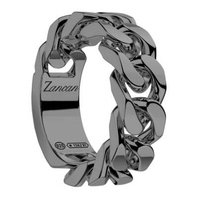 925 Sterling Silver Curb Chain Cubana Ring - EXA219-NR - Zancan