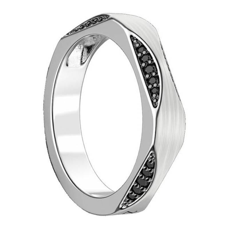 925 Silver & Black Spinels Insignia Ring - ESA007 - Zancan