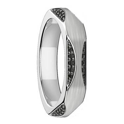 925 Silver & Black Spinels Insignia Ring - ESA007 - Zancan