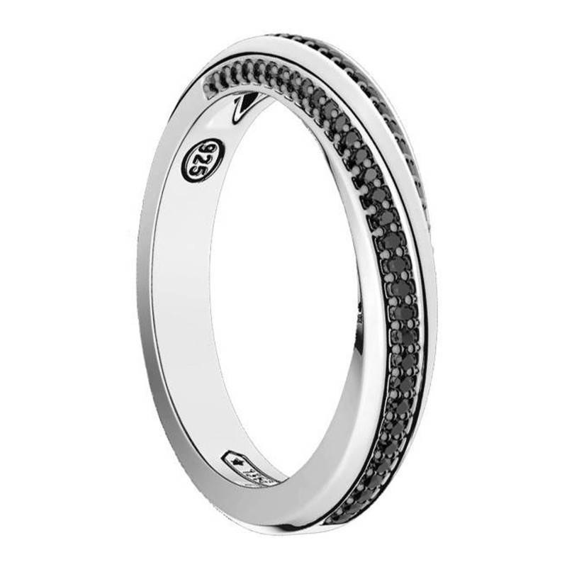 Insignia 925/1000 Silver & Black Spinels Ring - EXA117 - Zancan