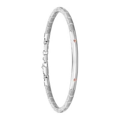 925 Silver & 750/1000 Rose Gold Screw Insignia Bracelet, Length 19 cm to 21 cm - EXB611 - Zancan