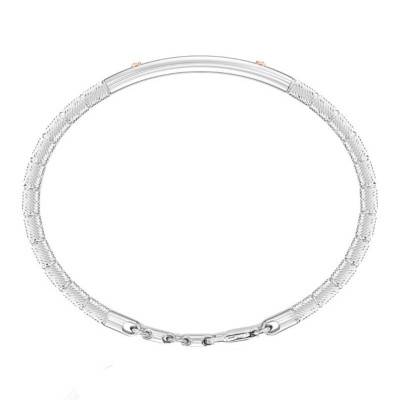 925 Silver & 750/1000 Rose Gold Screw Insignia Bracelet, Length 19 cm to 21 cm - EXB611 - Zancan