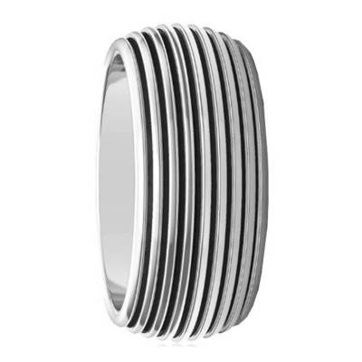 Bague Cosmopolitan Rayures Noires en Argent EXA092 - Zancan