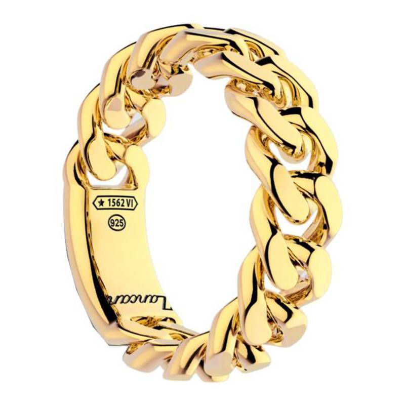 925 Sterling Silver Gold-Tone Curb Chain Cubana Ring - EXA220-OG - Zancan
