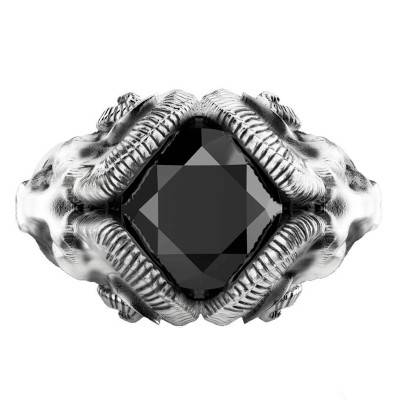 925 Silver & Onyx Vintage Rams Ring - EXA189 - Zancan
