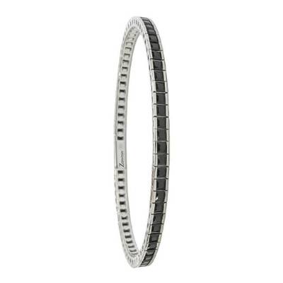 Bracelet Tennis Insignia en Argent avec Zircons Cubiques Noirs, Longueur 18 cm à 20 cm - ESB126 - Zancan