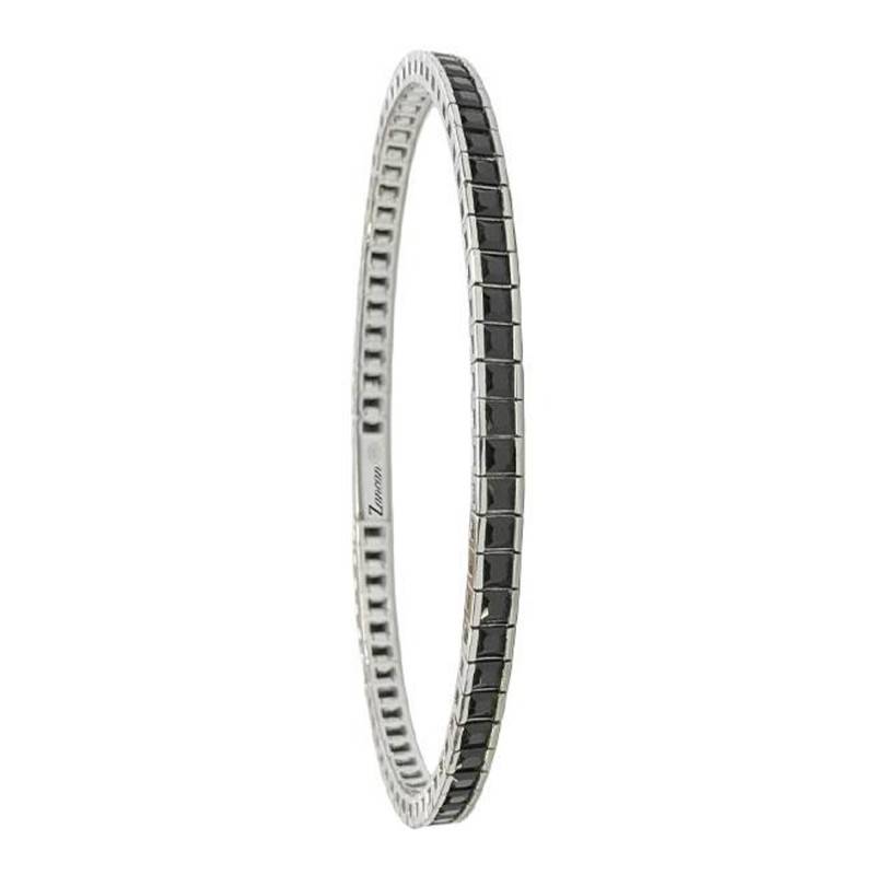 925 Silver & Black Cubic Zirconia Insignia Tennis Bracelet, Length 18 cm to 20 cm - ESB126 - Zancan