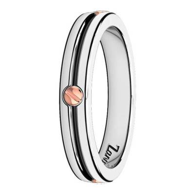 925 Silver & Rose Gold Screw Insignia Ring - ESA009R - Zancan