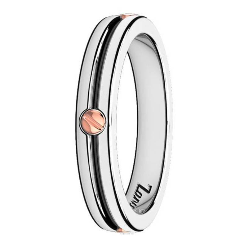 925 Silver & Rose Gold Screw Insignia Ring - ESA009R - Zancan