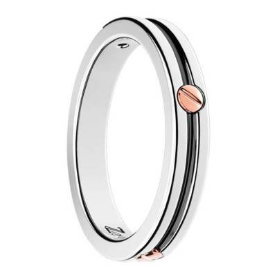 925 Silver & Rose Gold Screw Insignia Ring - ESA009R - Zancan