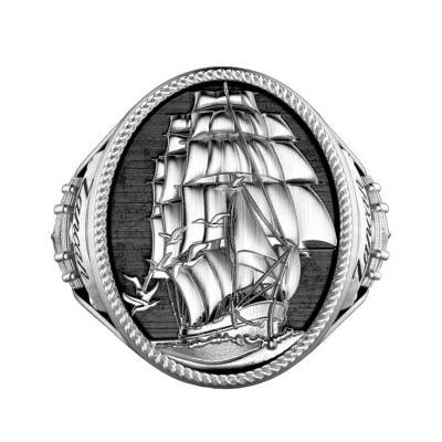 925 Silver Vintage Sailboat Ring - EXA185 - Zancan
