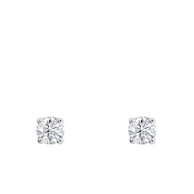 750 White Gold & HSI Diamond Shine 4-Prong Stud Earrings - Divine