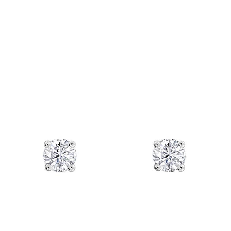 750 White Gold & HSI Diamond Shine 4-Prong Stud Earrings - Divine