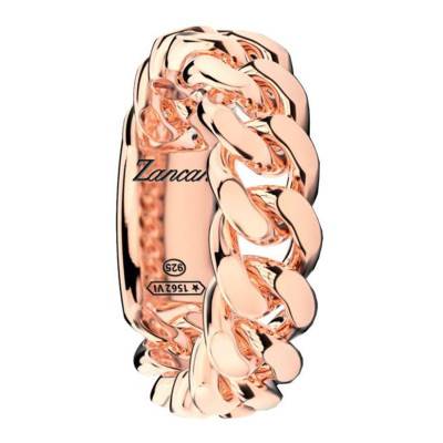 Rose Gold-Plated 925 Silver Cuban Curb Chain Ring - EXA220-OG - Zancan