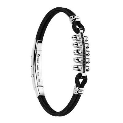 Bracelet Vendetta Motif Balles, Spinelles Noirs & Argent 925, Longueur 19 cm à 21 cm- EXB639 - Zancan