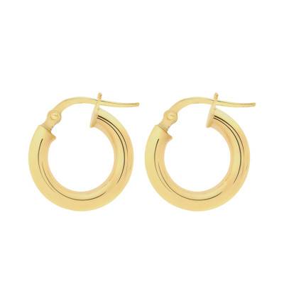 Créoles Caraïbes Fil Rond 3 mm Or Jaune 375, Diamètre 15 mm à 30 mm - Emanessence