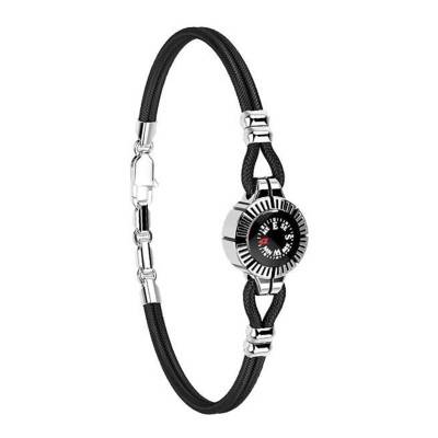 Bracelet Régate en Argent & Kevlar Noir, Longueur 19 cm à 21cm- EXB511-NE - Zancan