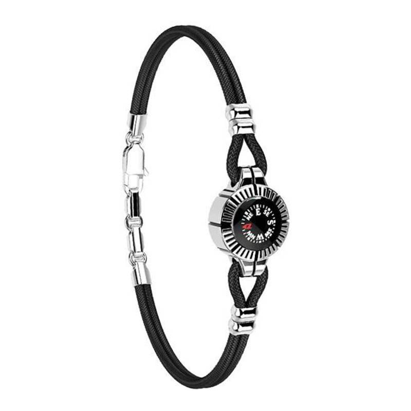 925 Silver & Black Kevlar Régate Bracelet, Length 19 cm to 21 cm - EXB511-NE - Zancan