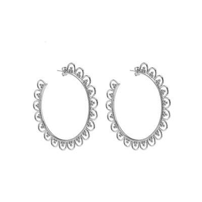 Boucles d'oreilles Hadja argentées, Diamètre 70 mm - Emma & Chloé