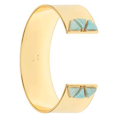 Lina Gold Geometric Amazonite Cuff Bracelet - Emma & Chloé