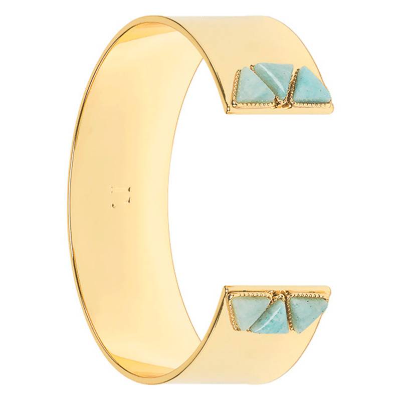 Lina Gold Geometric Amazonite Cuff Bracelet - Emma & Chloé