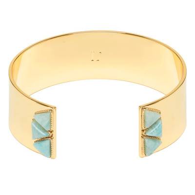 Manchette géométrique Lina dorée et amazonite - Emma & Chloé