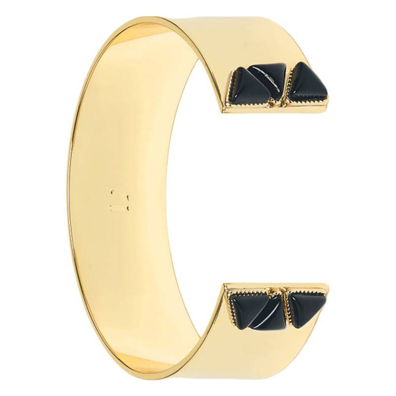 Lina Gold Geometric Onyx Cuff Bracelet - Emma & Chloé