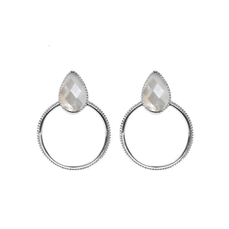 Halima Silver-Plated & Mother-of-Pearl Hoop Earrings - Emma & Chloé