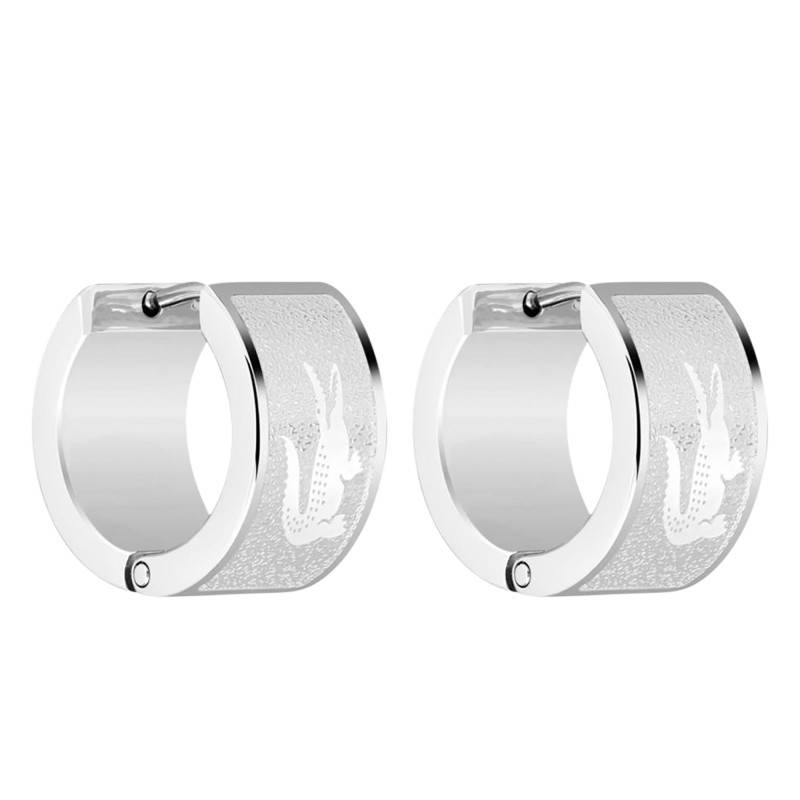Steel Backhand Hoop Earrings, 8 mm Diameter - 2040435 - Lacoste